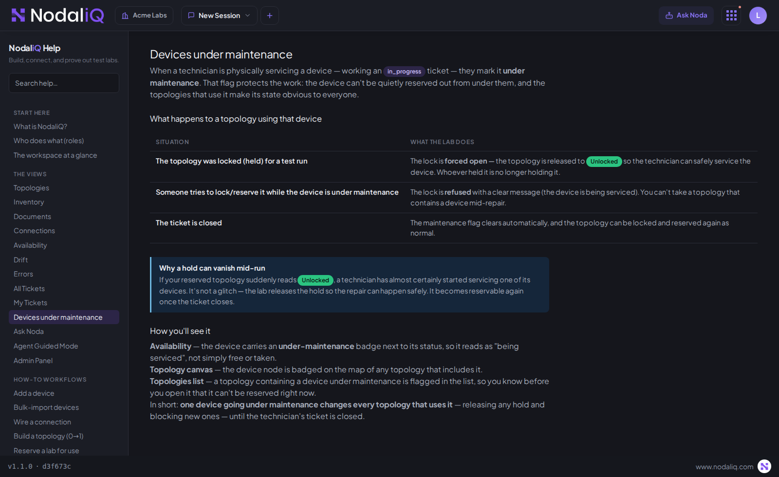 NodaliQ maintenance rules